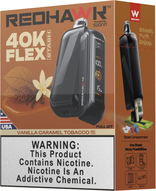 RedHawk 40K FLEX Stash Disposable Vape Puff Vanilla Caramel Tobacco