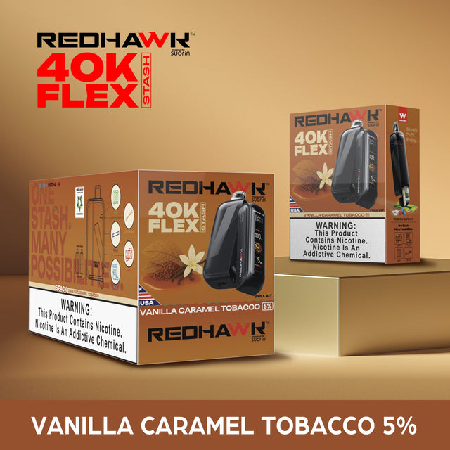 RedHawk 40K FLEX Stash Disposable Vape Puff Vanilla Caramel Tobacco RedHawk 40K FLEX Stash Disposable Vape Puff Vanilla Caramel Tobacco