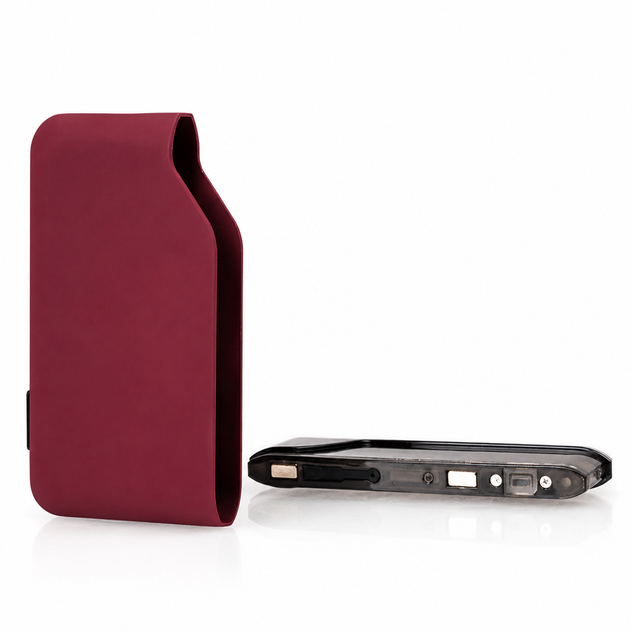 Wallet Crimson Velvet Pod System with pod removed, showing the slim device shell and dedicated Slik replacement pod connection