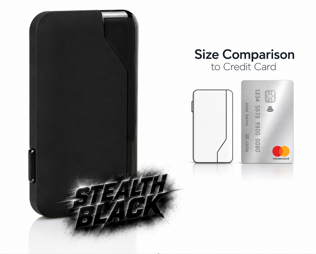 Wallet Pod System Stealth Black device size comparison