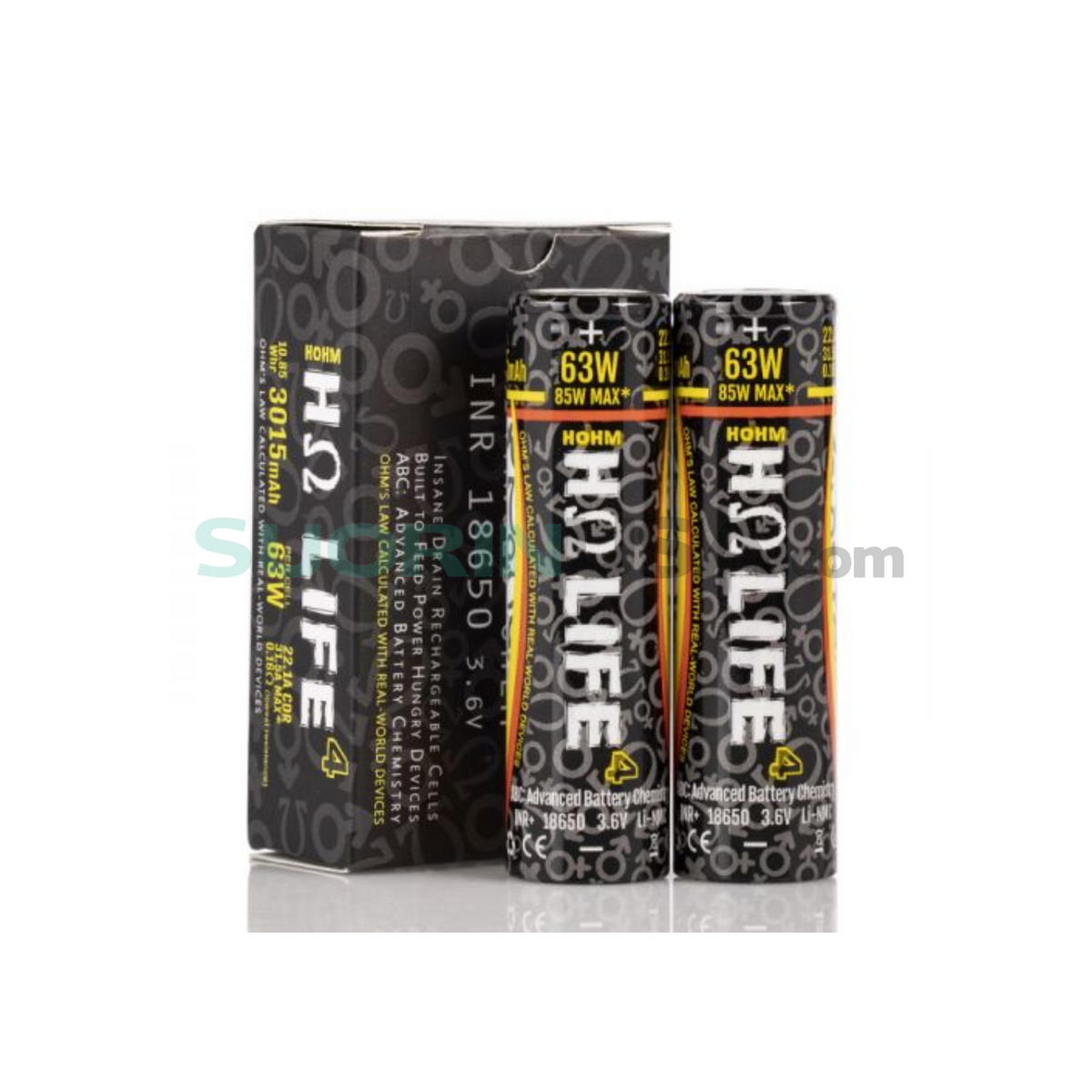 BURTLE FUNUNIT BATTERY HOOH V8307　LL Suorin 18650 Battery - Hohm Life 18650 Flat Top 3077 mAh (2 Pack