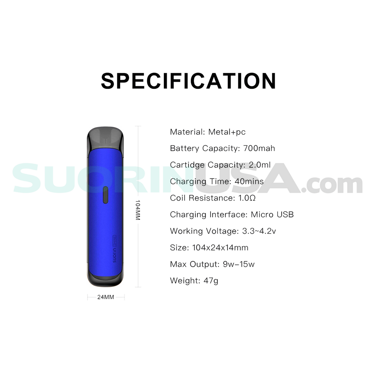 Suorin Shine DIAMOND BLUE - Pod System 13W | SuorinUSA.com Suorin Shine DIAMOND BLUE - Pod System 13W | SuorinUSA.com
