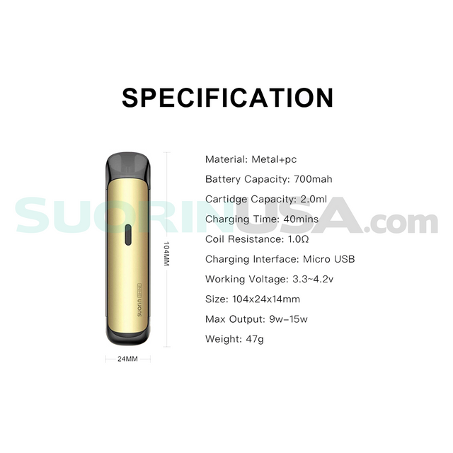 Suorin Shine Gold Specs